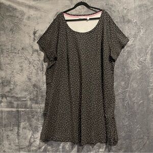 Women’s Plus Size 4X Lounge Sleep Shirt Polka Dot Black Cotton Pockets Casual